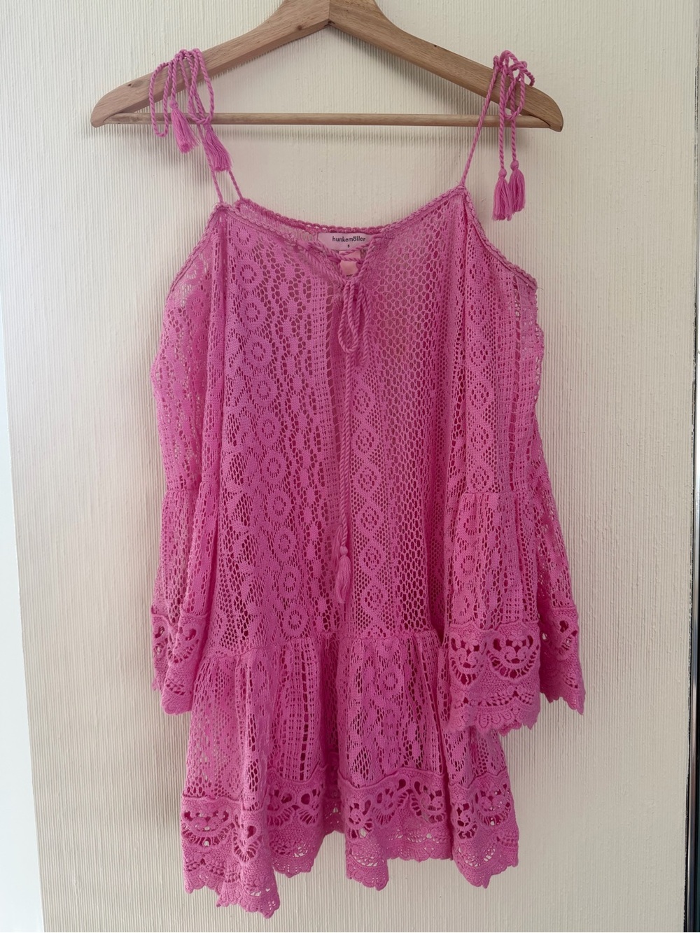 Hunkemoller Pink Lace Cold-Shoulder Beach Coverup Dress
